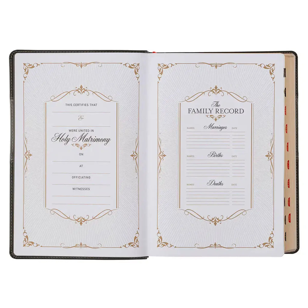 Black & Graphite Faux Leather Large Print King James Version Study Bible with Thumb Index