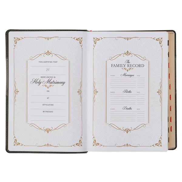 Black & Graphite Faux Leather Large Print King James Version Study Bible with Thumb Index