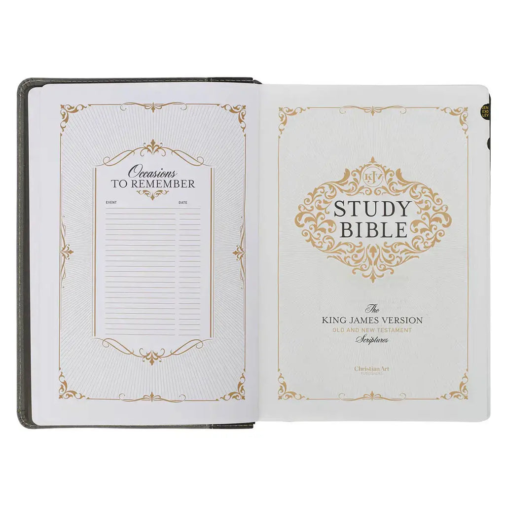 Black & Gray Faux Leather King James Study Bible with Thumb Index