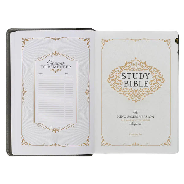 Black & Gray Faux Leather King James Study Bible with Thumb Index