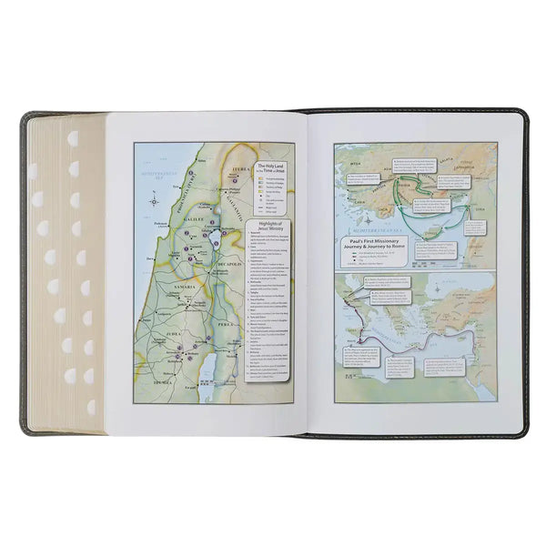 Black & Gray Faux Leather King James Study Bible with Thumb Index