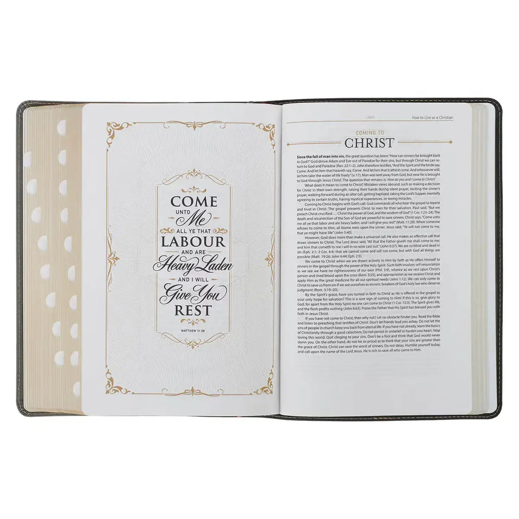 Black & Gray Faux Leather King James Study Bible with Thumb Index