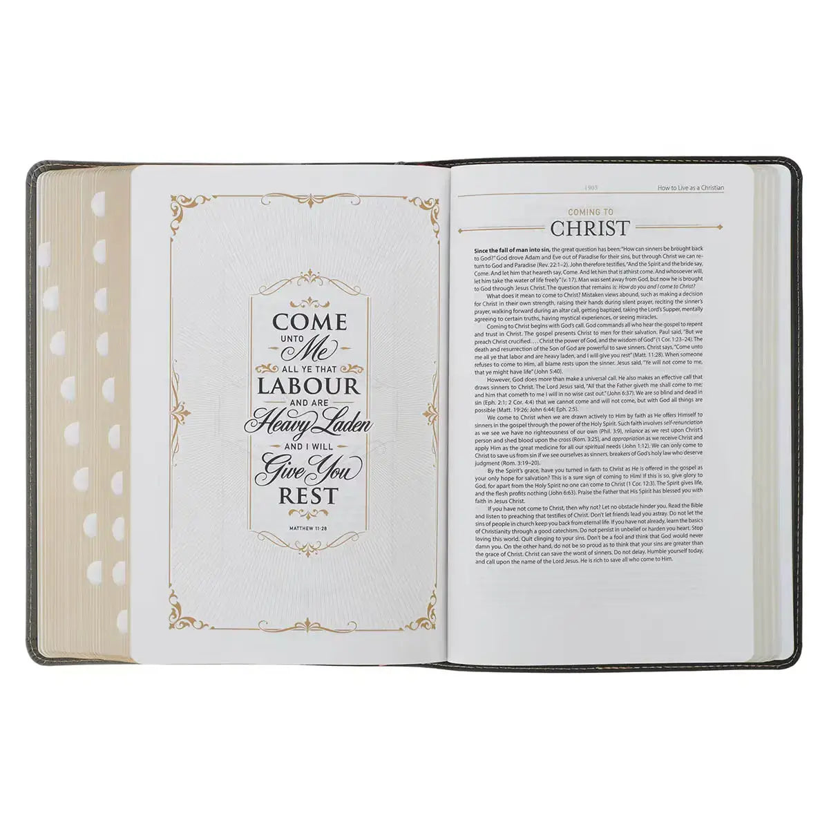 Black & Gray Faux Leather King James Study Bible with Thumb Index