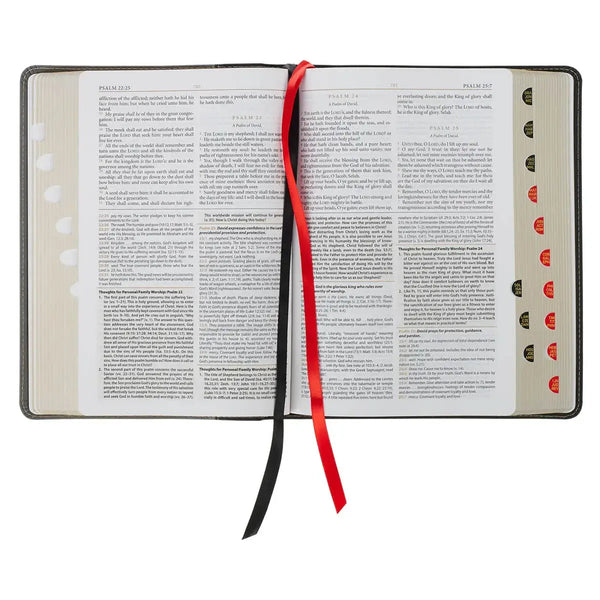 Black & Gray Faux Leather King James Study Bible with Thumb Index
