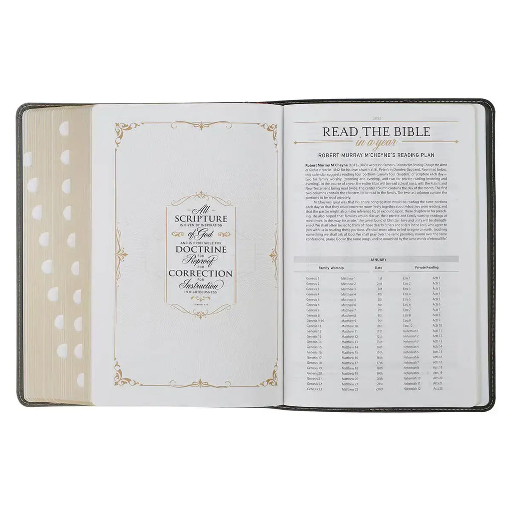 Black & Gray Faux Leather King James Study Bible with Thumb Index