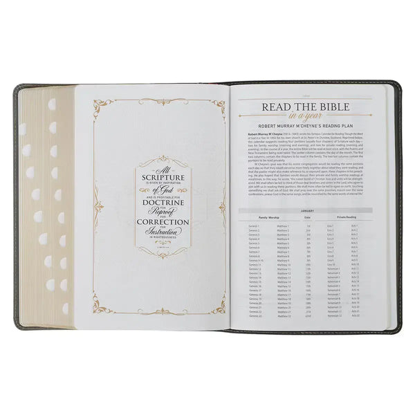 Black & Gray Faux Leather King James Study Bible with Thumb Index