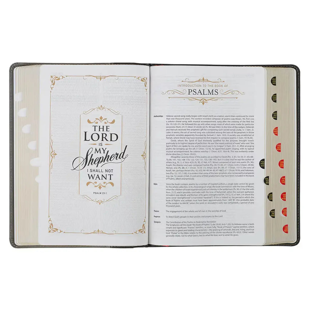 Black & Gray Faux Leather King James Study Bible with Thumb Index