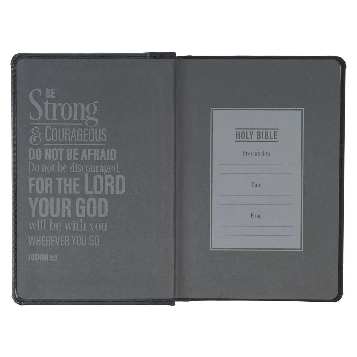 Black & Gray Lion Faux Leather Hardcover Compact King James Version Bible