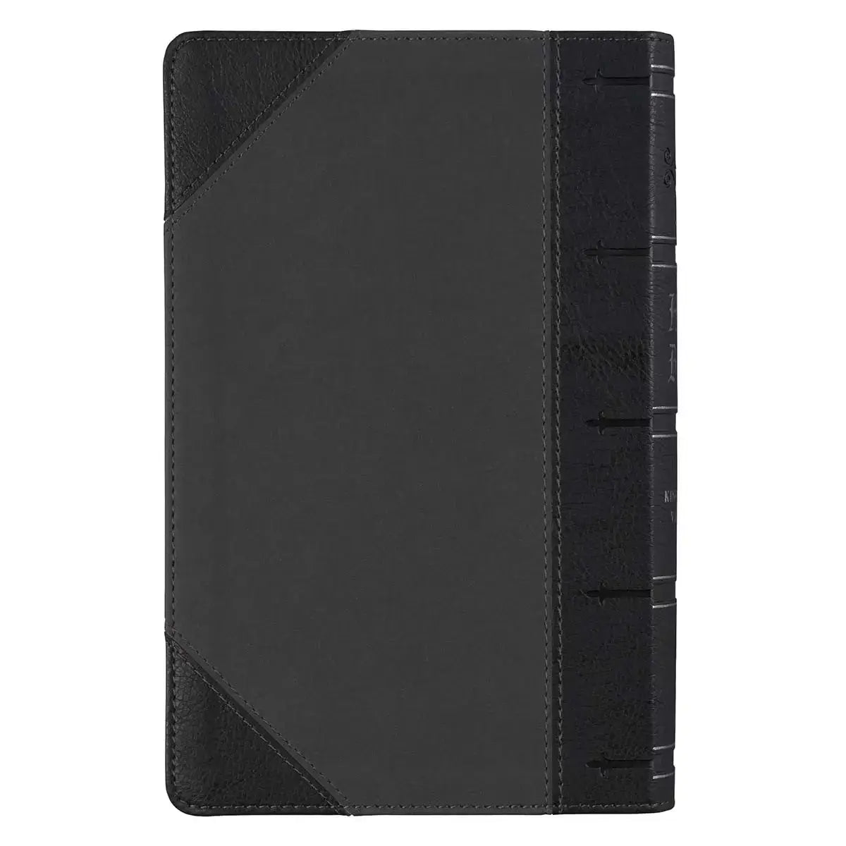 Black & Gray Two-tone Faux Leather Giant Print Standard-size Bible with Thumb Index