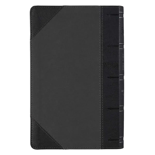 Black & Gray Two-tone Faux Leather Giant Print Standard-size Bible with Thumb Index