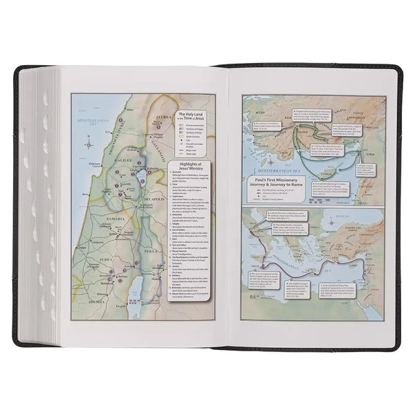 Black & Gray Two-tone Faux Leather Giant Print Standard-size Bible with Thumb Index