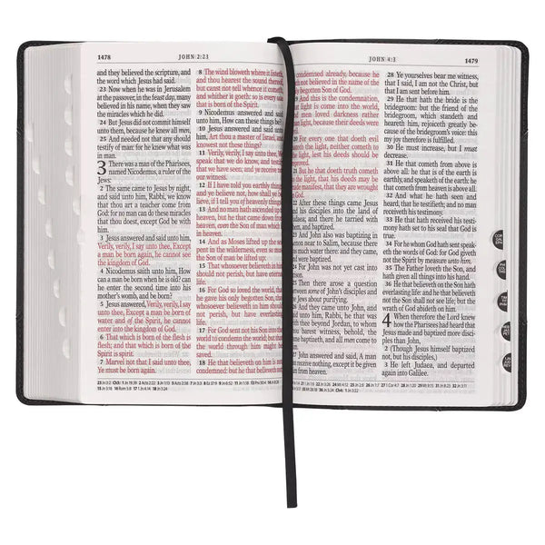 Black & Gray Two-tone Faux Leather Giant Print Standard-size Bible with Thumb Index