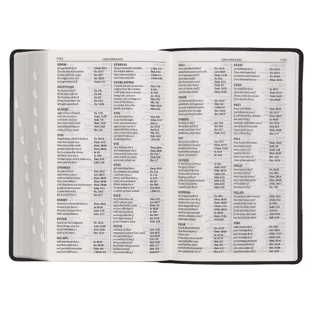 Black & Gray Two-tone Faux Leather Giant Print Standard-size Bible with Thumb Index