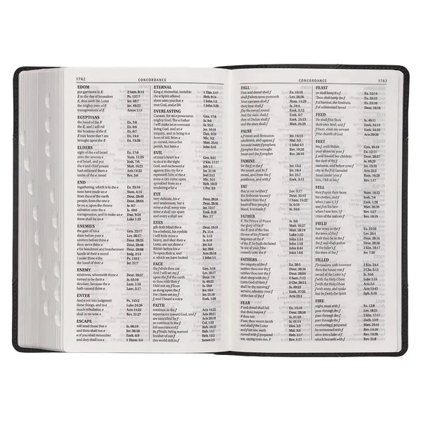 Black & Gray Two-tone Faux Leather Giant Print Standard-size Bible with Thumb Index