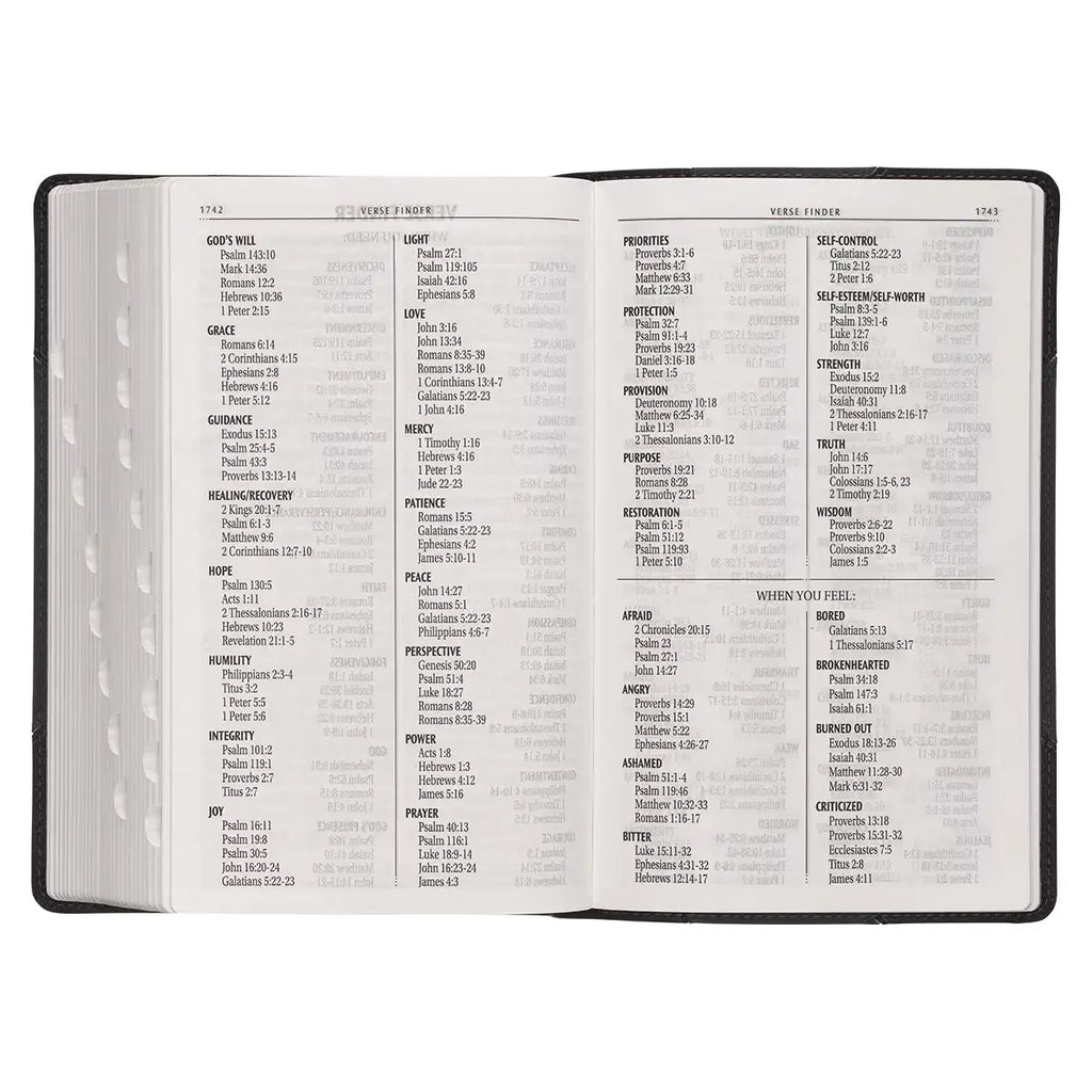 Black & Gray Two-tone Faux Leather Giant Print Standard-size Bible with Thumb Index