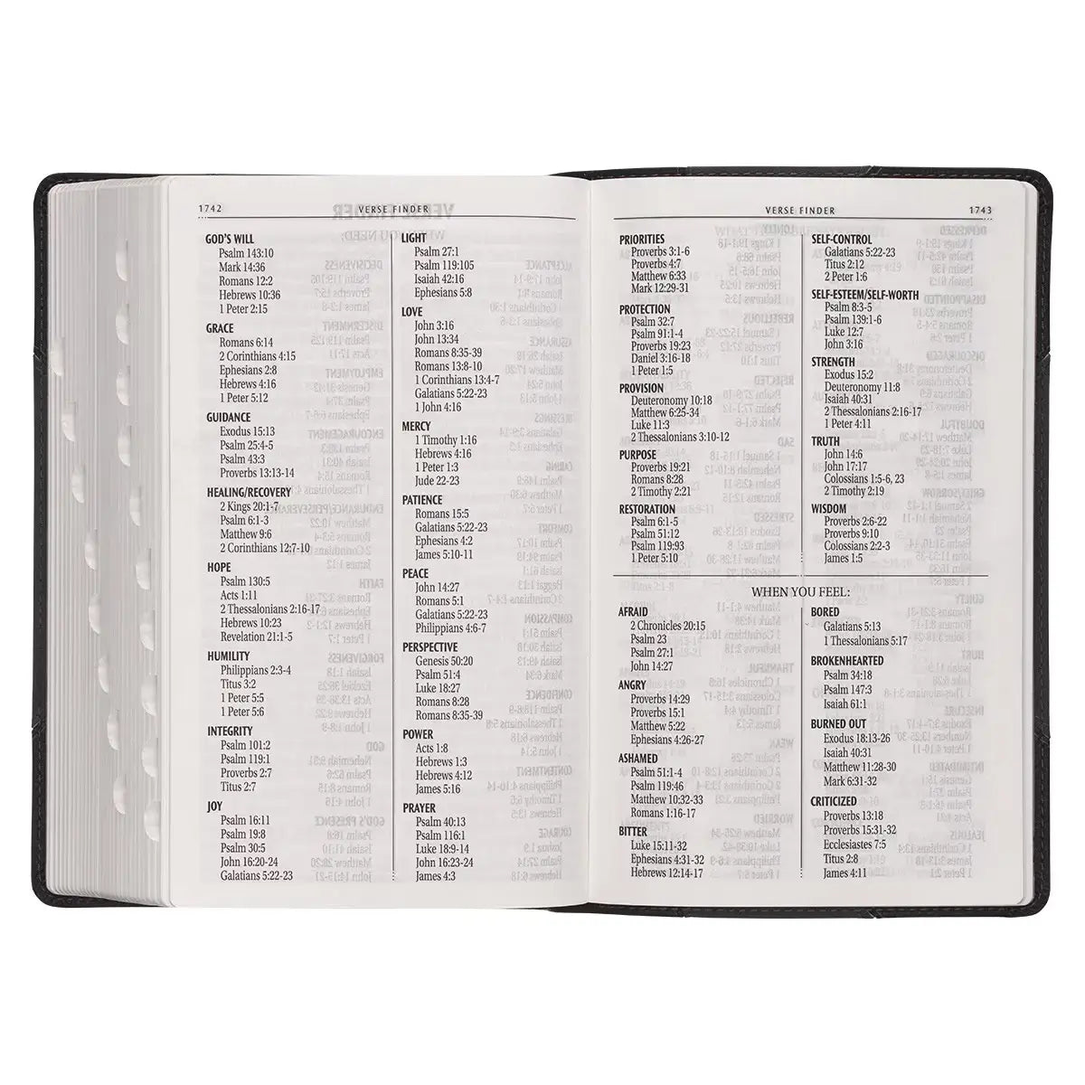 Black & Gray Two-tone Faux Leather Giant Print Standard-size Bible with Thumb Index
