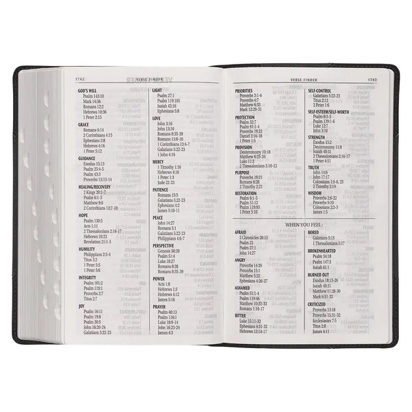 Black & Gray Two-tone Faux Leather Giant Print Standard-size Bible with Thumb Index