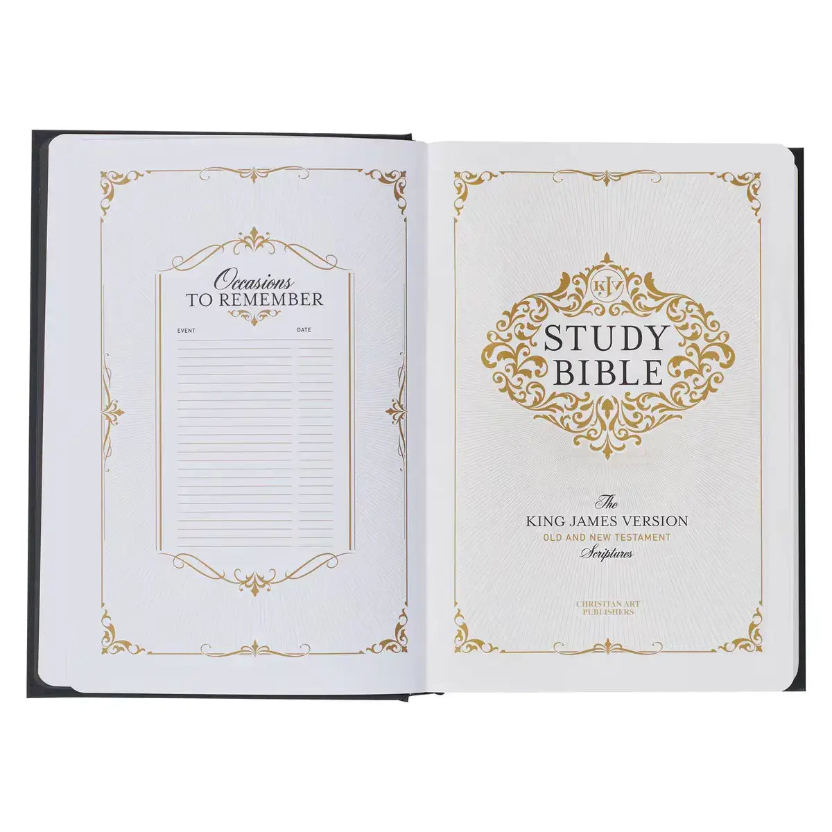 Black with White Dust Jacket Hardcover King James Version Study Bible