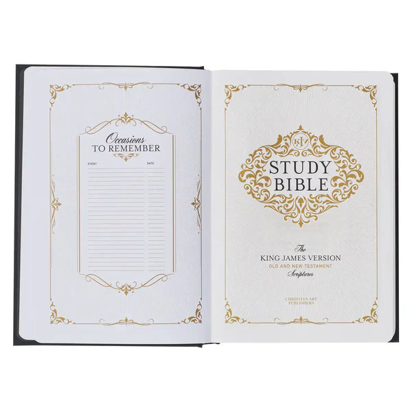 Black with White Dust Jacket Hardcover King James Version Study Bible