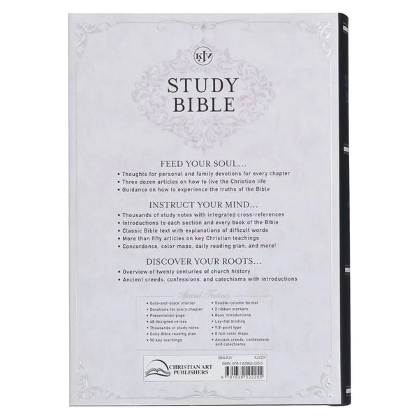 Black with White Dust Jacket Hardcover King James Version Study Bible