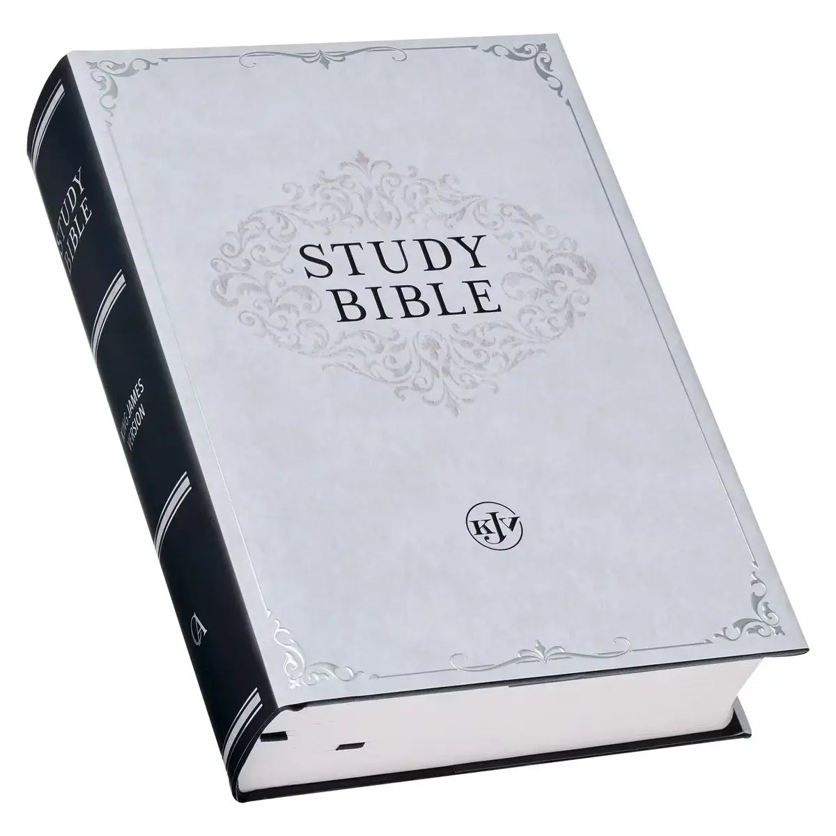 Black with White Dust Jacket Hardcover King James Version Study Bible