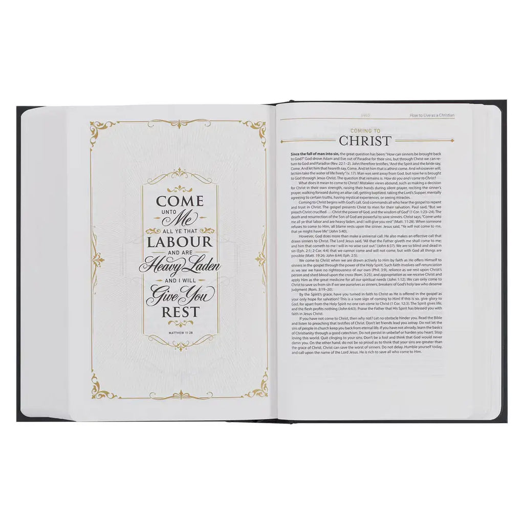 Black with White Dust Jacket Hardcover King James Version Study Bible