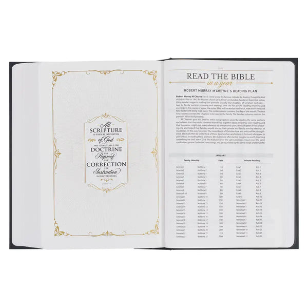 Black with White Dust Jacket Hardcover King James Version Study Bible