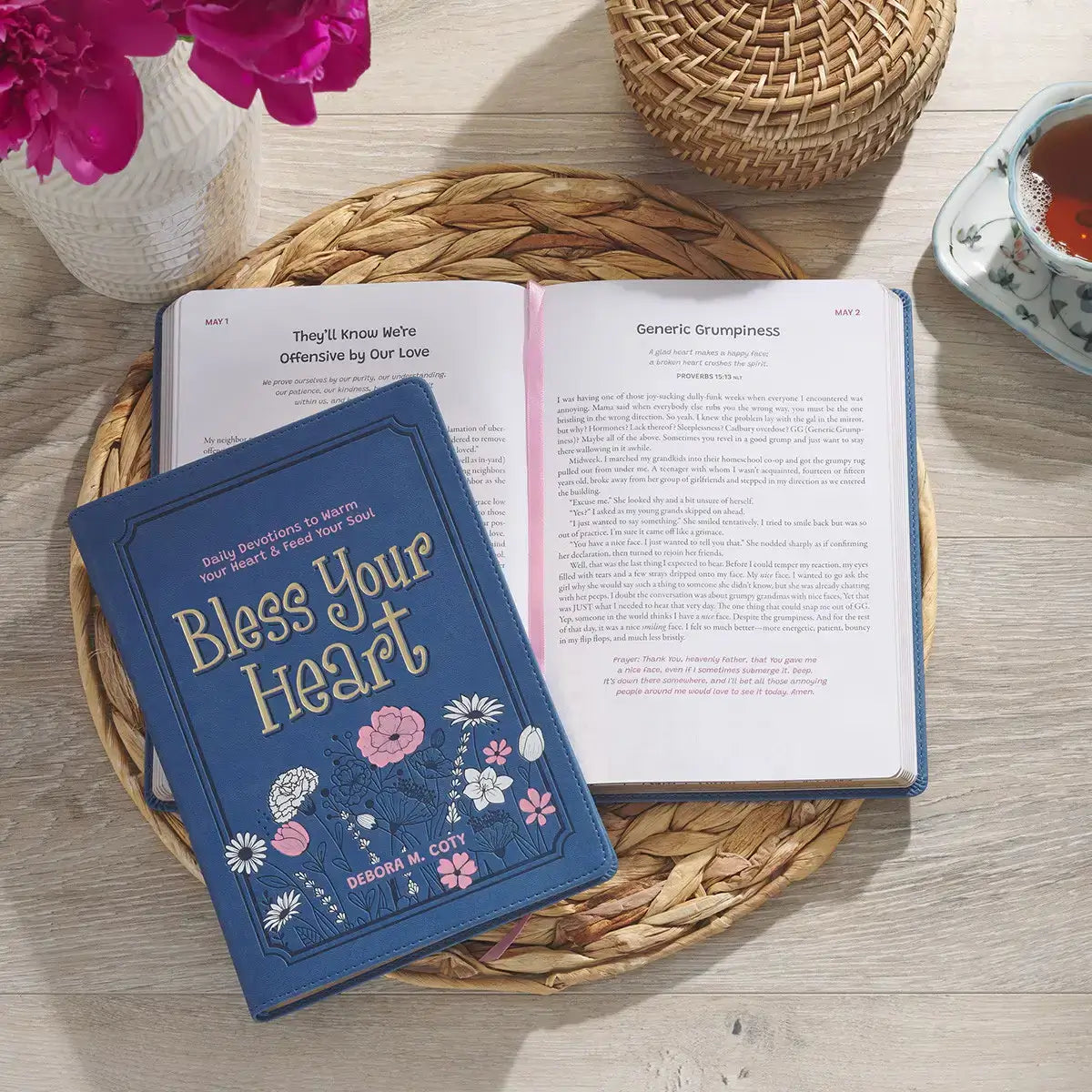Bless Your Heart Blue Faux Leather Daily Devotional for Women