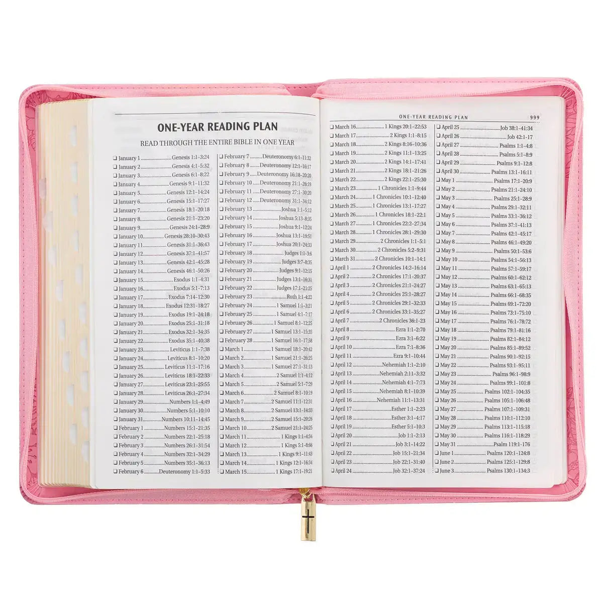 Blossom Pink Faux Leather King James Version Deluxe Gift Bible with Thumb Index & Zippered Closure