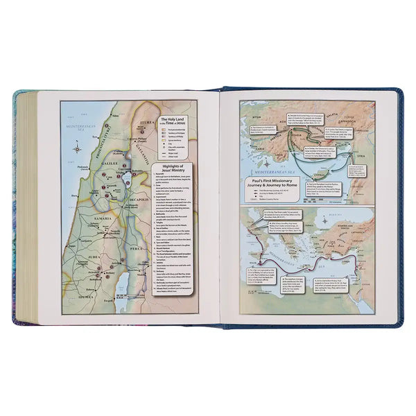 Blue Floral Faux Leather Hardcover Note-Taking Bible