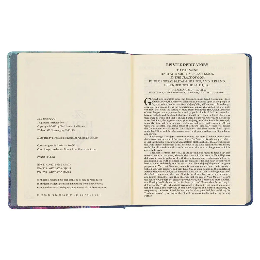 Blue Floral Faux Leather Hardcover Note-Taking Bible