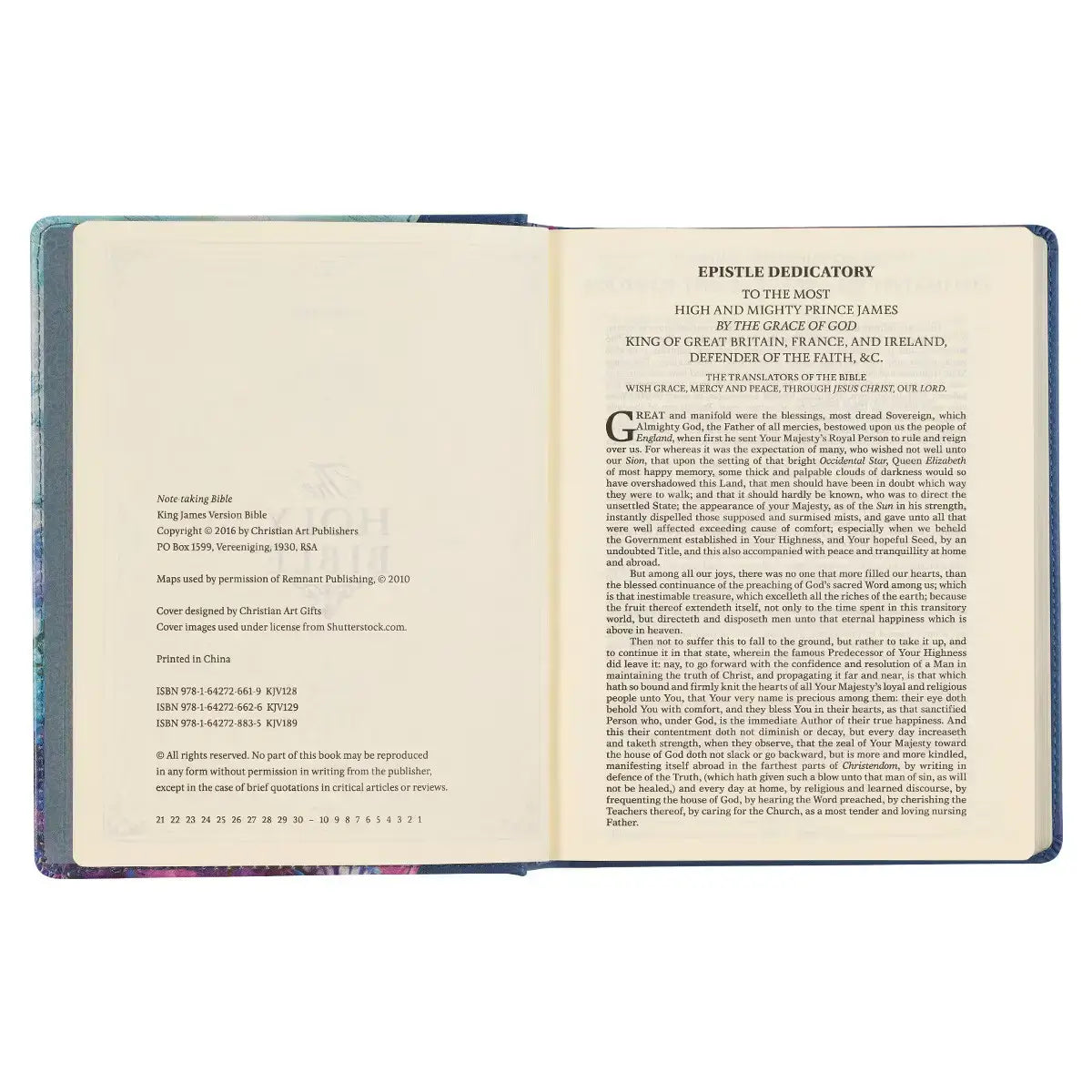 Blue Floral Faux Leather Hardcover Note-Taking Bible