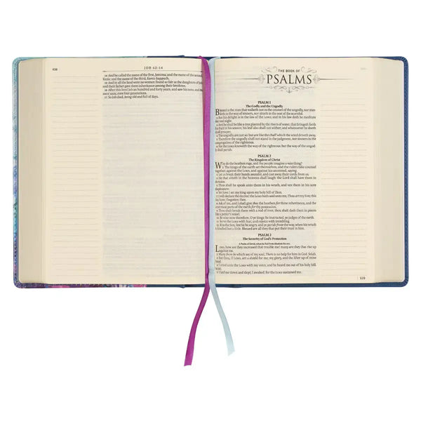Blue Floral Faux Leather Hardcover Note-Taking Bible
