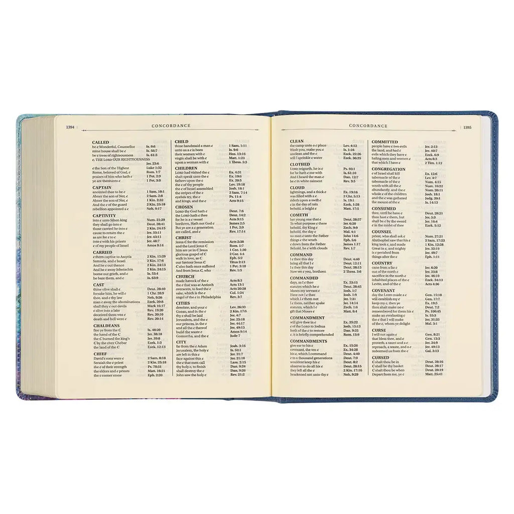 Blue Floral Faux Leather Hardcover Note-Taking Bible