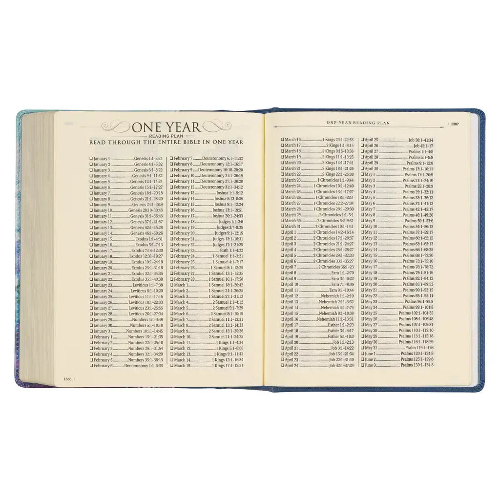 Blue Floral Faux Leather Hardcover Note-Taking Bible
