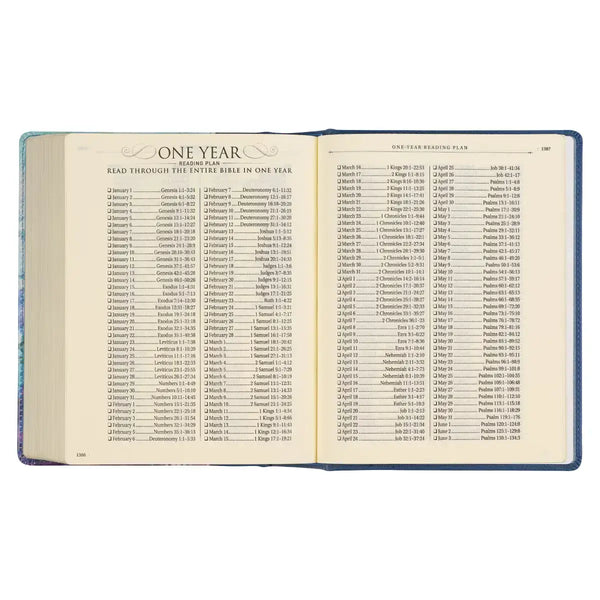 Blue Floral Faux Leather Hardcover Note-Taking Bible