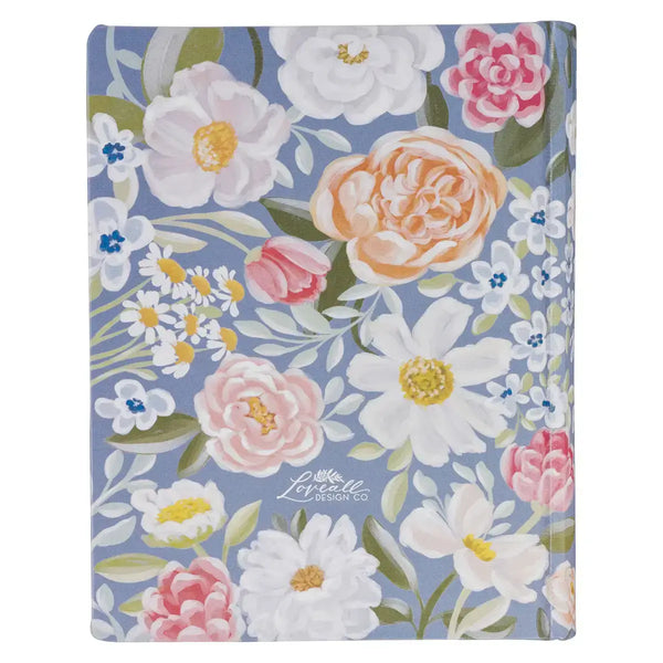 Blue Floral Hardcover Flora Collection Faux Leather King James Version Note-taking Bible - Colossians 3:2