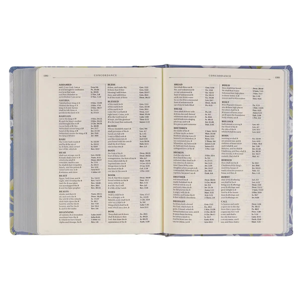 Blue Floral Hardcover Flora Collection Faux Leather King James Version Note-taking Bible - Colossians 3:2