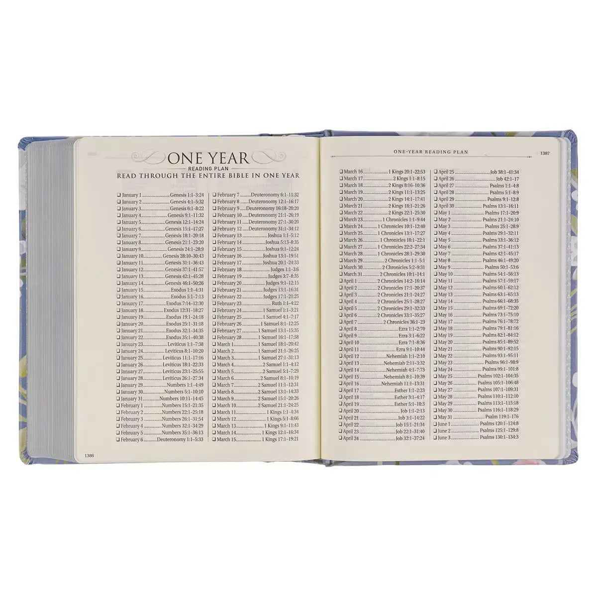 Blue Floral Hardcover Flora Collection Faux Leather King James Version Note-taking Bible - Colossians 3:2