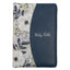 Blue Pearlized Floral Faux Leather Large Print Thinline K J V Bible with Zippered Closure & Thumb Index