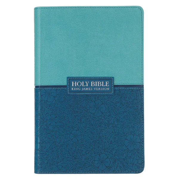 Blue Two-tone Faux Leather Giant Print Standard-Size King James Bible with Thumb Index