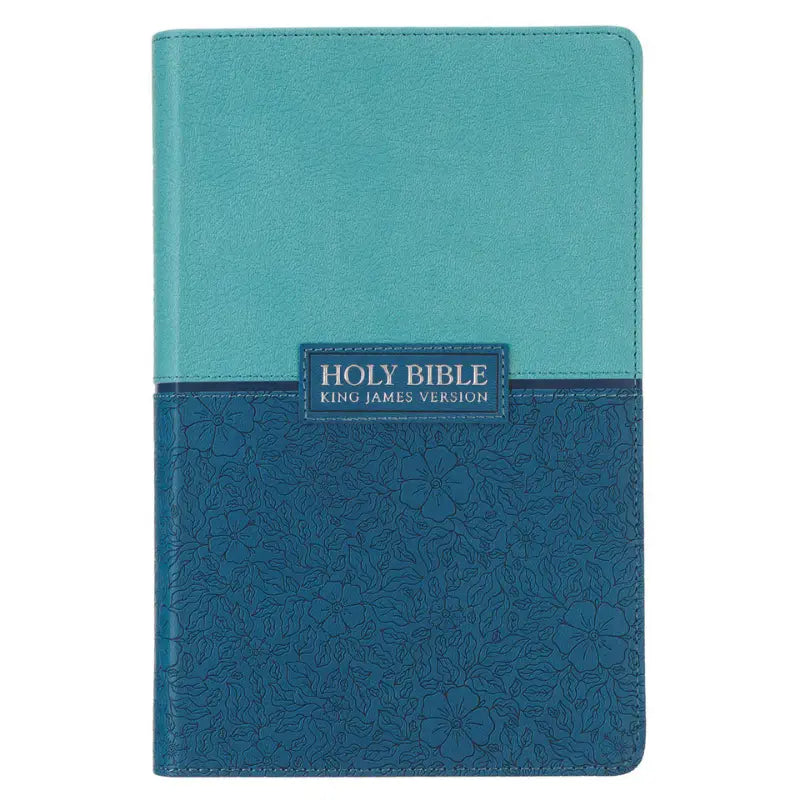 Blue Two-tone Faux Leather Giant Print Standard-Size King James Bible with Thumb Index Main image