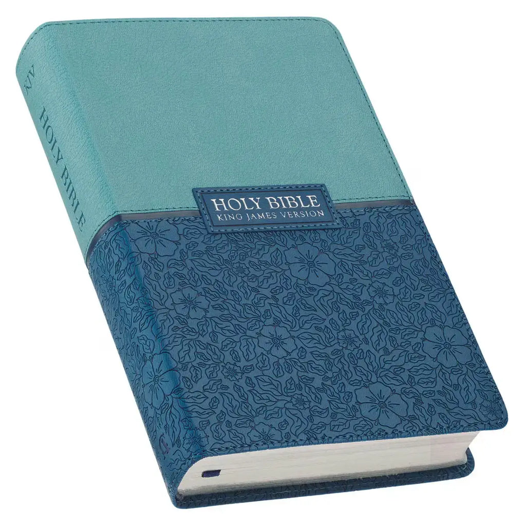 Blue Two-tone Faux Leather Giant Print Standard-Size King James Bible with Thumb Index