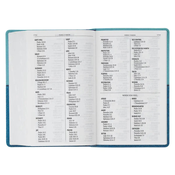 Blue Two-tone Faux Leather Giant Print Standard-Size King James Bible with Thumb Index