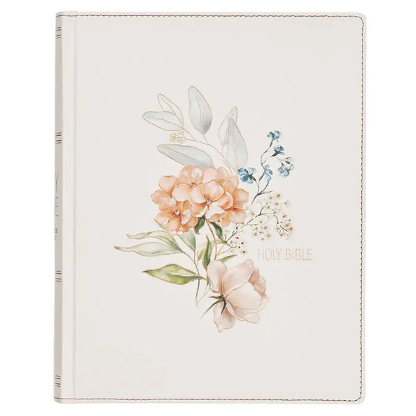 Blush Bouquet Faux Leather Hardcover Large Print King James Version Note-Taking Bible