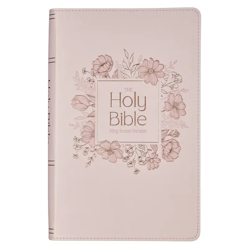 Blush Floral Faux Leather Standard-size Giant Print KJV Bible Thumb Index Main image