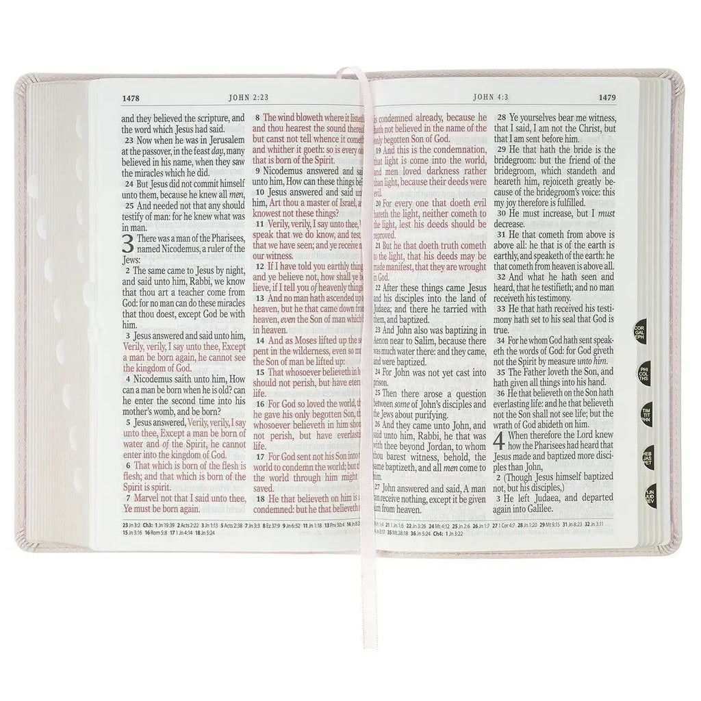 Blush Floral Faux Leather Standard-size Giant Print KJV Bible Thumb Index