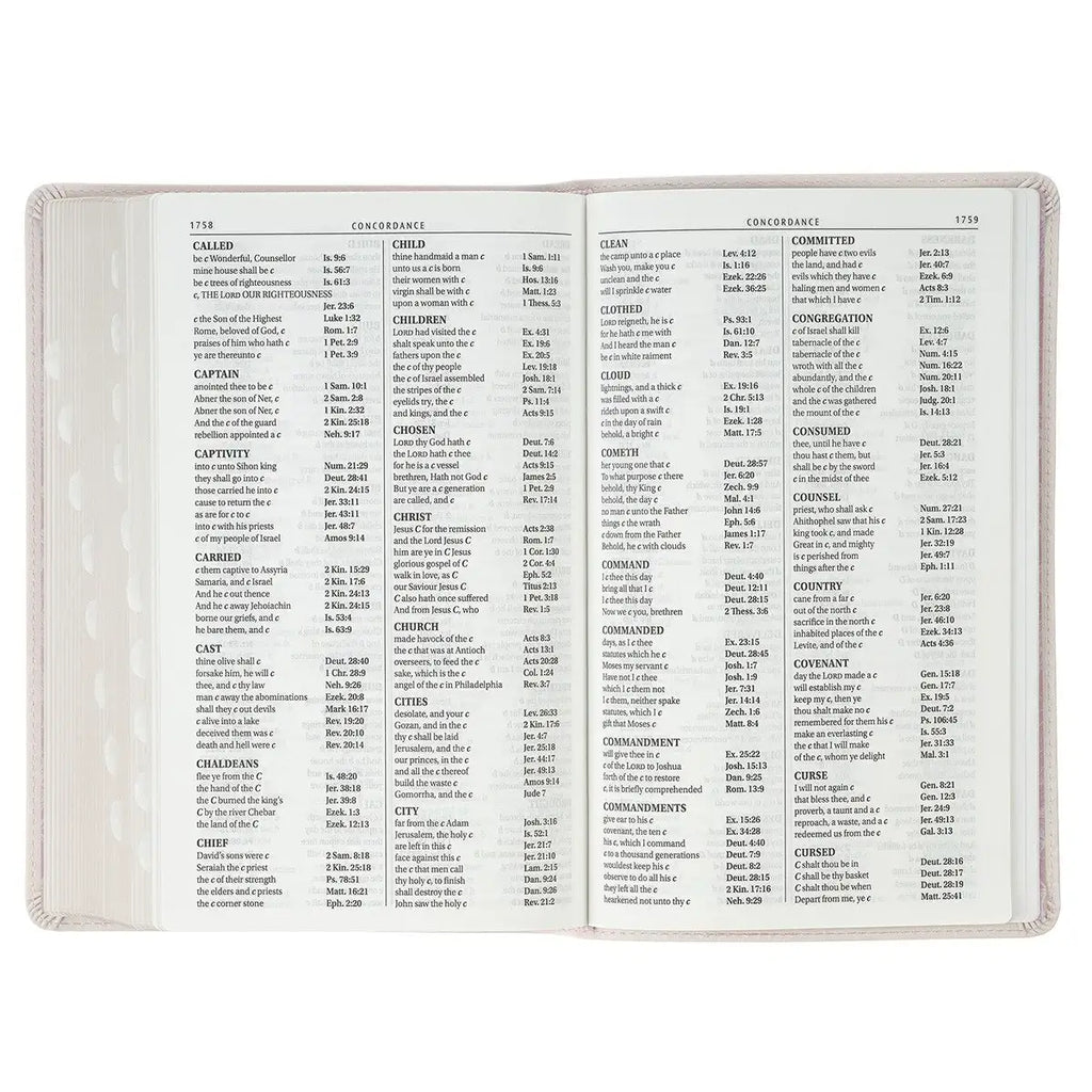 Blush Floral Faux Leather Standard-size Giant Print KJV Bible Thumb Index