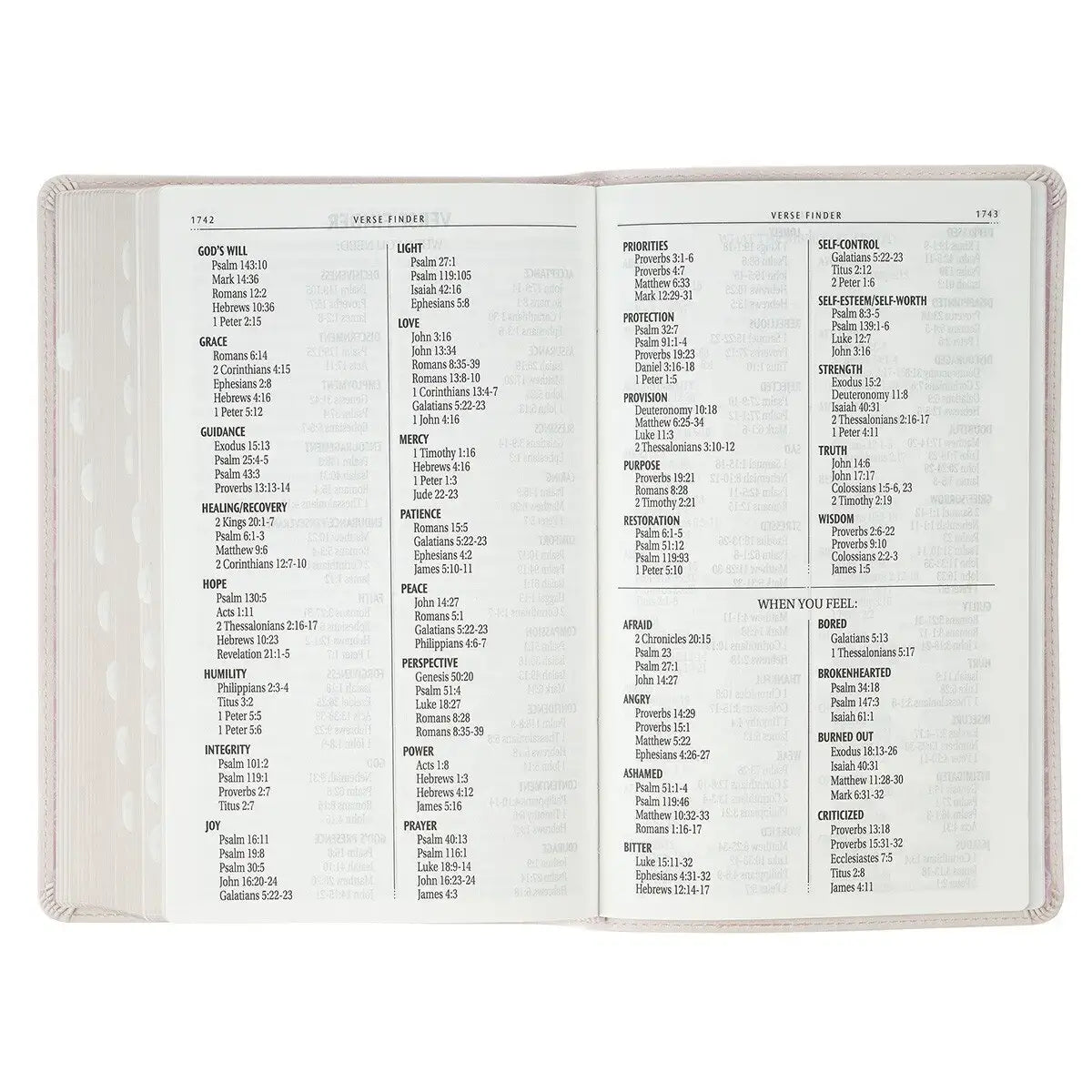 Blush Floral Faux Leather Standard-size Giant Print KJV Bible Thumb Index