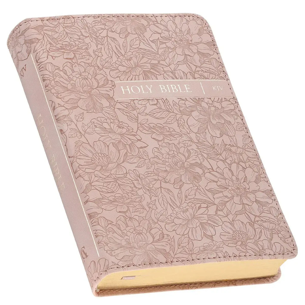 Blush Pink Floral Faux Leather Compact King James Version Bible